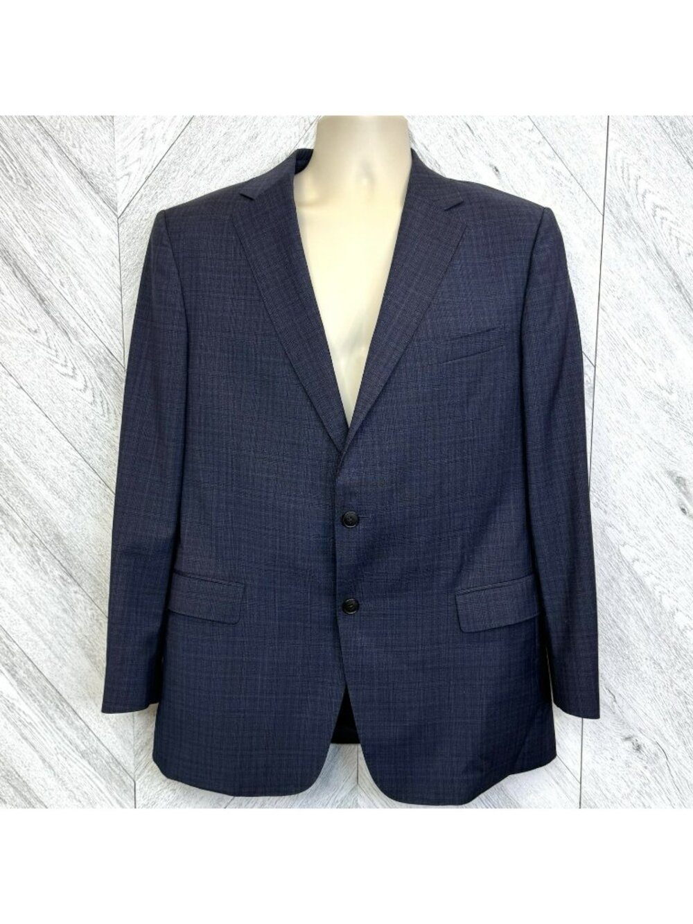 Z Zegna Navy Blue Plaid Check 100% Wool Suit Jacket Blazer Mens EU 54R/US 44R